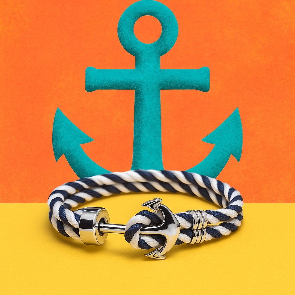 Nautical Silver and Blue Anchor Bracelet